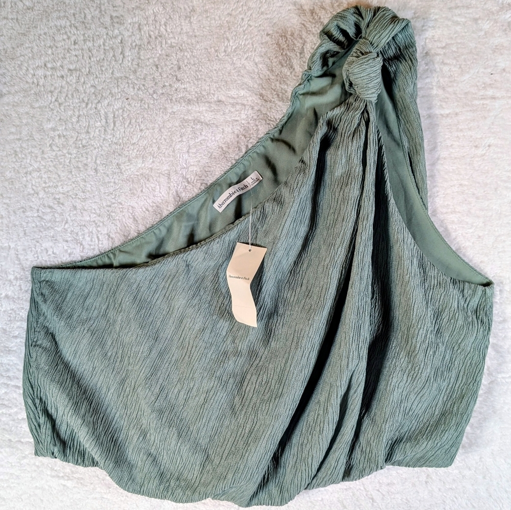 Abercrombie & Fitch Sage Green One-Shoulder Top